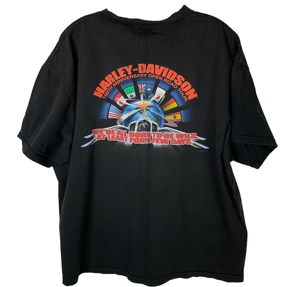 Harley Davidson Vintage 2003 XL T-Shirt Black 100th Anniversary Open Road Tour - Picture 2 of 9